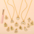 Shangjie OEM 26 letter pendant choker couple necklace copper zircon thick chain necklaces
